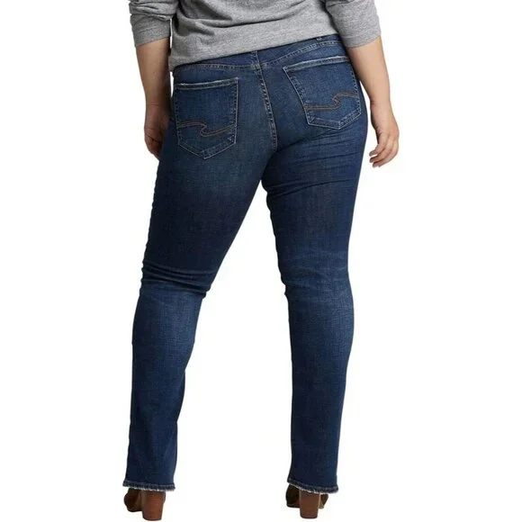 Plus Size Women's Suki Mid Rise Slim Bootcut Jeans Dark Wash Stretch - Picture 5 of 6